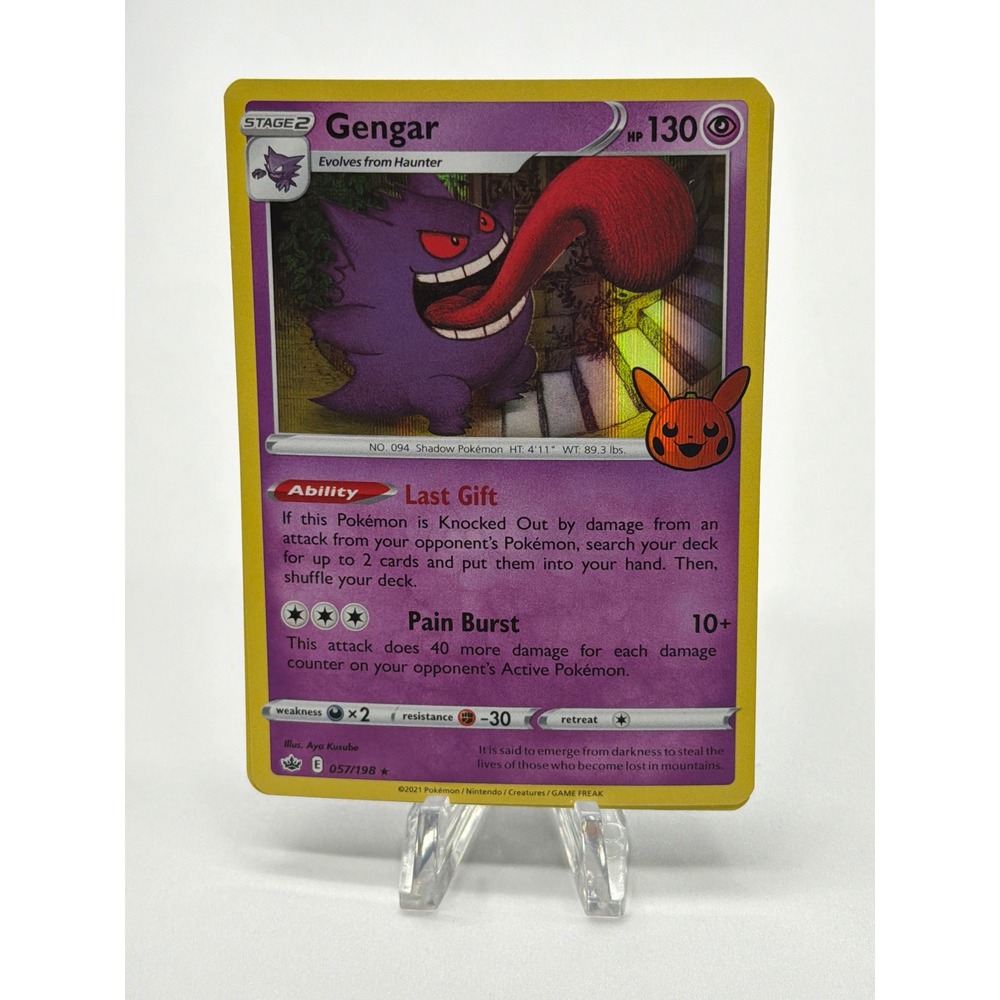 Pokemon‎ Gengar 057/198 Chilling Reign Holo Rare Trick or Trade Pumpkin Stamp